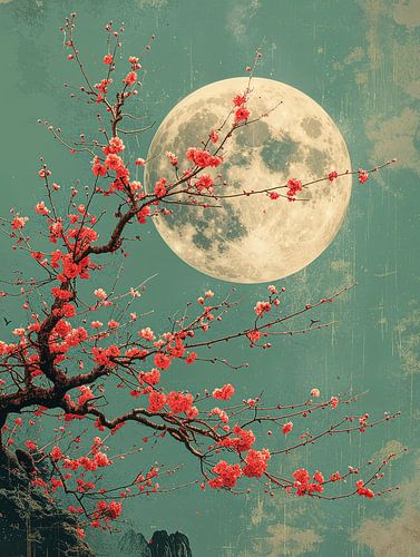 Blütenpracht und Vollmond in Japan