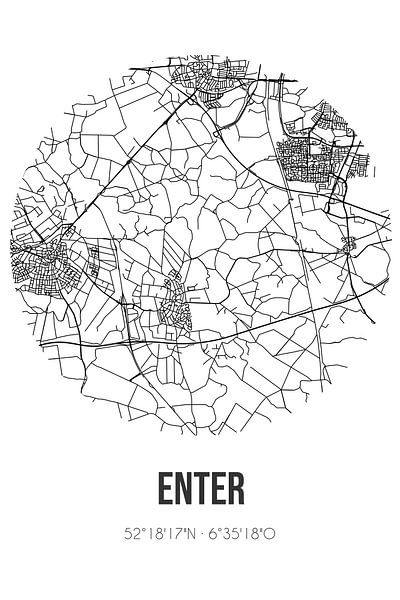 Enter (Overijssel) | Karte | Schwarz und weiß von Ortsdrucke