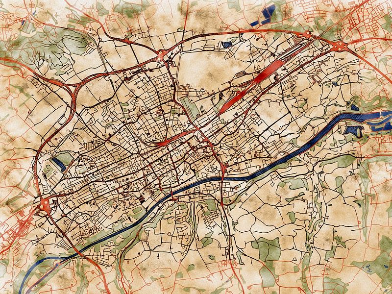 Map of Wels with the style 'Serene Summer' by Maporia