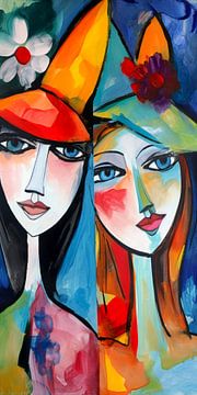 Peinture abstraite de visages sur Preet Lambon