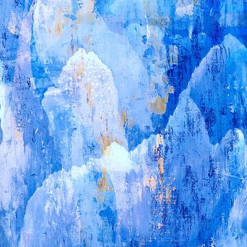 Gebirge Abstrakter Expressionismus in Blau von Mad Dog Art