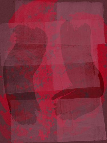 Abstracte organische vormen in neonrood, wijnrood en paars