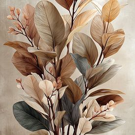 Elegante Blätter in erdigen Farbtönen von ARTEO Gemälde