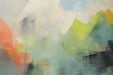 Modern abstract landschap in pastelkleuren van Studio Allee