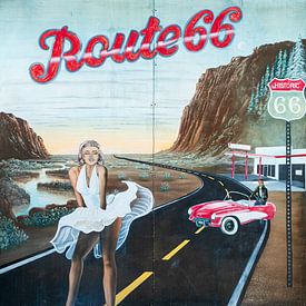 Billboard, Marilyn Mornoe, James Dean, Route 66 Amerika von Inge van den Brande