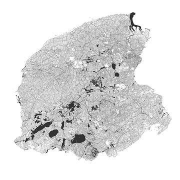 Water chart of Friesland in Black and White by Maps Are Art