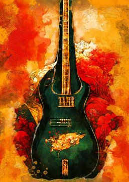 Gitaar aquarel muziek kunst #gitaar van JBJart Justyna Jaszke