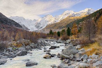 Dans la vallée de Morteratsch, en Suisse, à la fin de l'automne