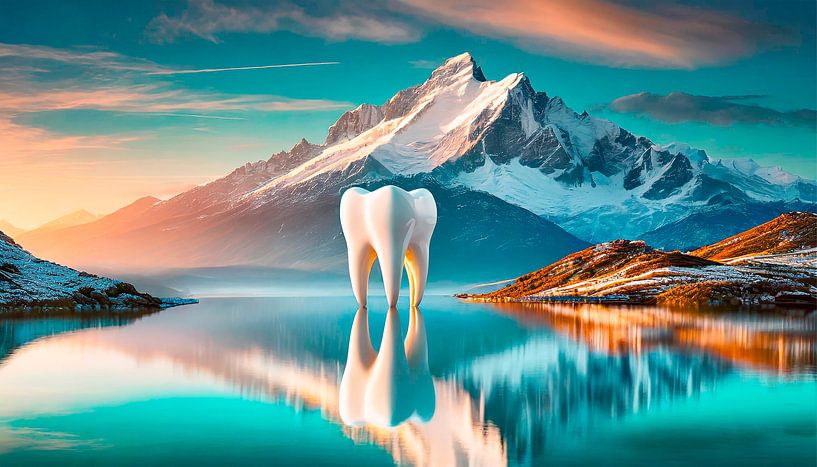 Landschaft mit See und Berge von Mustafa Kurnaz