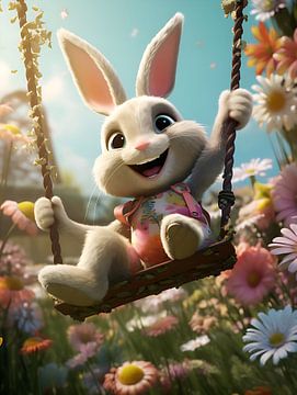 Cheerful rabbit for children's room by PixelPrestige