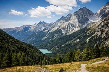 Uitzicht over de Dolomieten en het Lago Di Anterselva van Gerlach Delissen