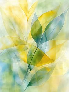 Blatt in Gelb und Blau