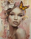 Portret in pastelkleuren, collage stijl van Carla Van Iersel thumbnail