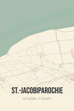 Vintage map of St.-Jacobiparochie (Fryslan) by Rezona