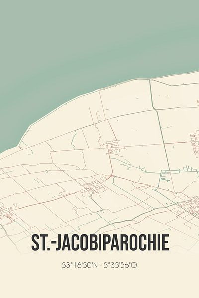 Vintage map of St.-Jacobiparochie (Fryslan) by Prints of Place