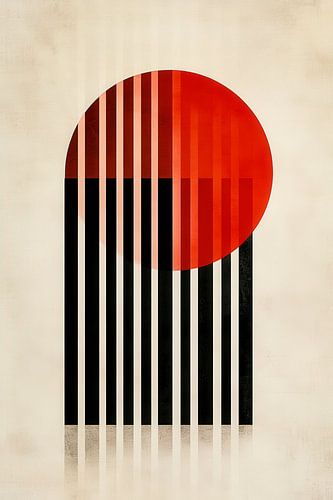 Abstracte geometrie met rood en zwart