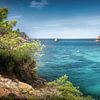 Bay with beach on Ibiza island in Spain by Voss Fine Art Fotografie