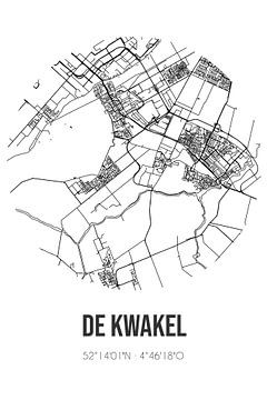 De Kwakel (Noord-Holland) | Karte | Schwarz und Weiß von Rezona
