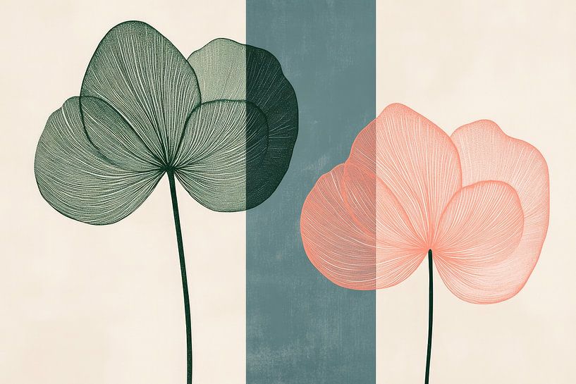 Des fleurs délicates dans des tons doux par Poster Art Shop