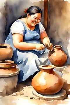 gezellige dame aan het pottenbakken van De gezellige Dames