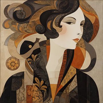 Elegante Vrouw met Bloemen van Kunst Kriebels