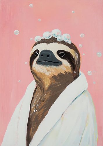 Sloth in a bathrobe