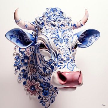 Kuh in Delfter Blau von Lauri Creates
