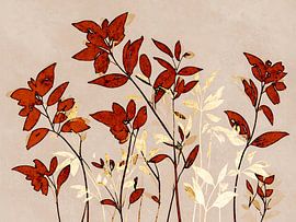 Abstrakte Pflanzen in Braun und Gold von Studio Pieternel