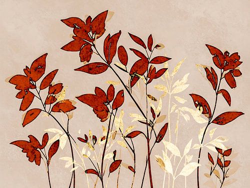 Abstracte Herfst: Bladeren in bruin en goud