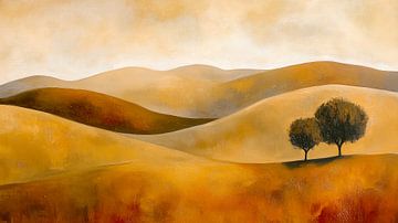 Abstract Landschap in Warme Tinten van Thea