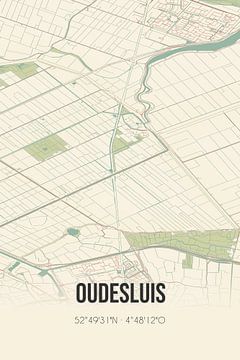 Vintage landkaart van Oudesluis (Noord-Holland) van Rezona