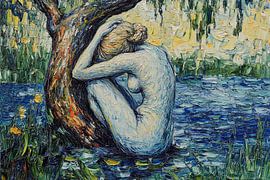 spiritual painting of woman in the forest