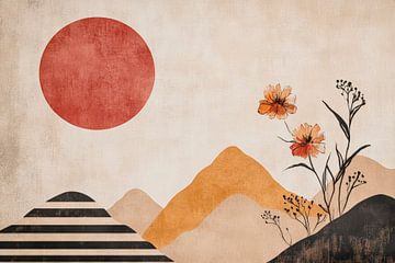 Bloeiende bergen met zonneschijn van Poster Art Shop