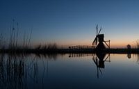 Molen "Hoogland" nabij Leeuwarden net na zonsondergang