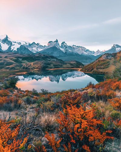 Autumn light over a mountain lake