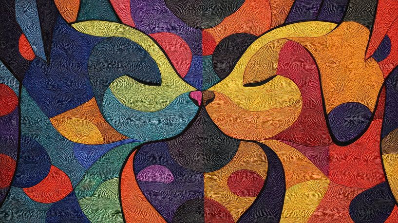 Abstract kissing cats panorama by TheXclusive Art