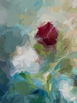 abstract schilderij van bloemen van Paul Nieuwendijk