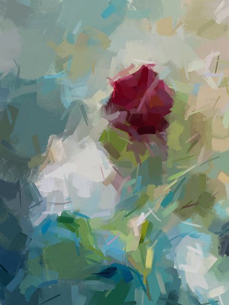twijfel Strak Snelkoppelingen abstract schilderij van bloemen van Paul Nieuwendijk op canvas, behang en  meer