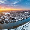 Weserstadion in Bremen während eines winterlichen Sonnenuntergangs von Michael Abid