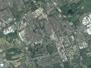 Luchtfoto van Delft van Maps Are Art