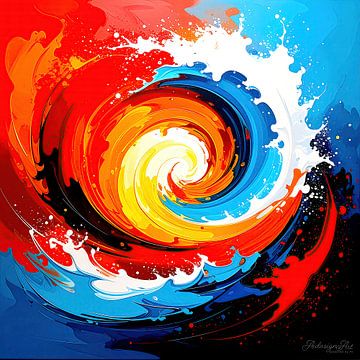 Abstract swirls of opposites: The wave-like fusion of warm and cold colour worlds 3 of 3 by AidasignArt