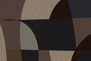 Bruin, grijs, beige organische vormen. Moderne abstracte retro geometrische kunst in aardetinten III van Dina Dankers