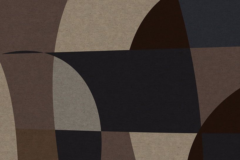 Formes organiques brunes, grises et beiges. Art géométrique moderne abstrait et rétro dans des teint par Dina Dankers