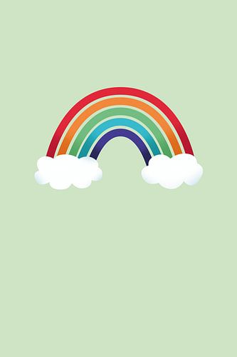 Kleurrijke regenboog met wolkjes