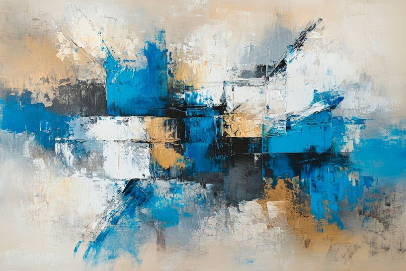 Abstract composition in blue and beige by Poster Art Shop