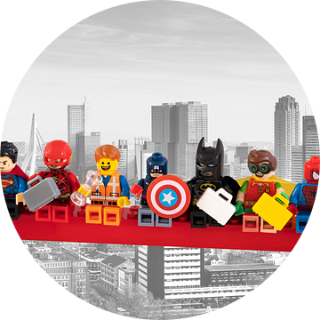Lunch atop a skyscraper Lego edition - Super Heroes - Men - Rotterdam van Marco van den Arend