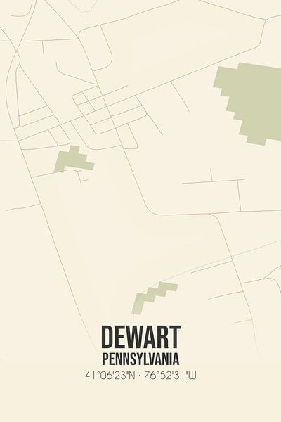 Carte ancienne de Dewart (Pennsylvanie), USA. par Affiches de lieux