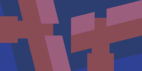 70s Retro funky geometrisch abstract patroon in kobaltblauw, rood, lila