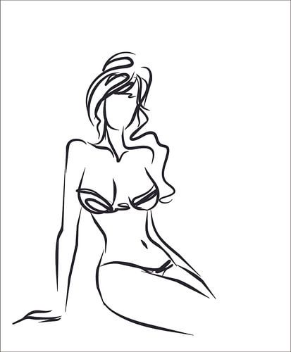 Meid in bikini op tekening