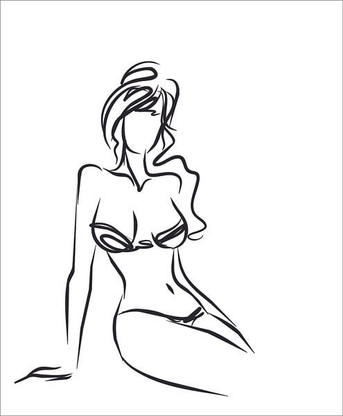 Mädchen im Bikini auf Zeichnung von Atelier Liesjes